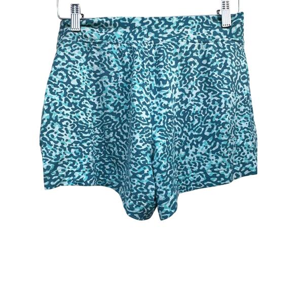 Athleta Balance 4" Shortie XS Blue Clouded Leopard Elastic Waist Side Pockets - Picture 2 of 5